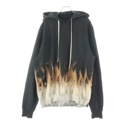 24AW Oversized Hoodie DU02D2282-FSUN ブリーチ加工 プルオーバーパーカー フーディー ブラック Bランク