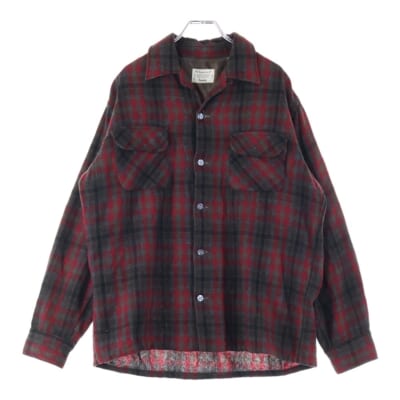 60s TOWNCRAFT PENNEYS タウンクラフト ペニーズ ネルチェック 長袖シャツ レッド Bランク
