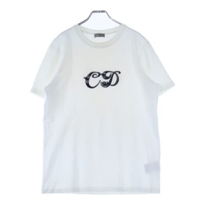 21AW ×KENNY SCHARF Logo T-Shirt ケニーシャーフ ロゴ刺繍 クルーネック半袖Tシャツカットソー ホワイト 193J697A0677 Bランク