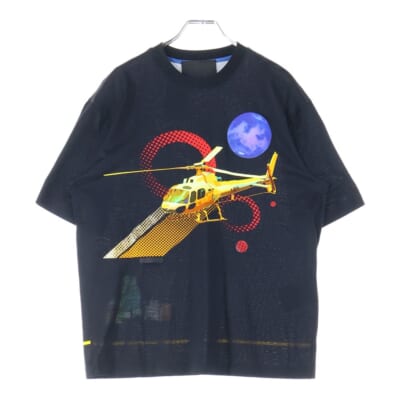 ヘリコプター ロゴプリント 半袖Tシャツ カットソー ブラック UJN317 S162 1T6K Bランク