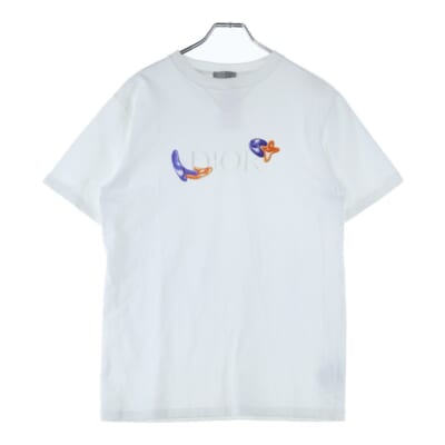 21SS ×Kenny Scharf Oversized Tee ケニーシャーフ ロゴ刺繍 オーバーサイズ クルーネック半袖Tシャツカットソー ホワイト 193J685D0554 Bランク