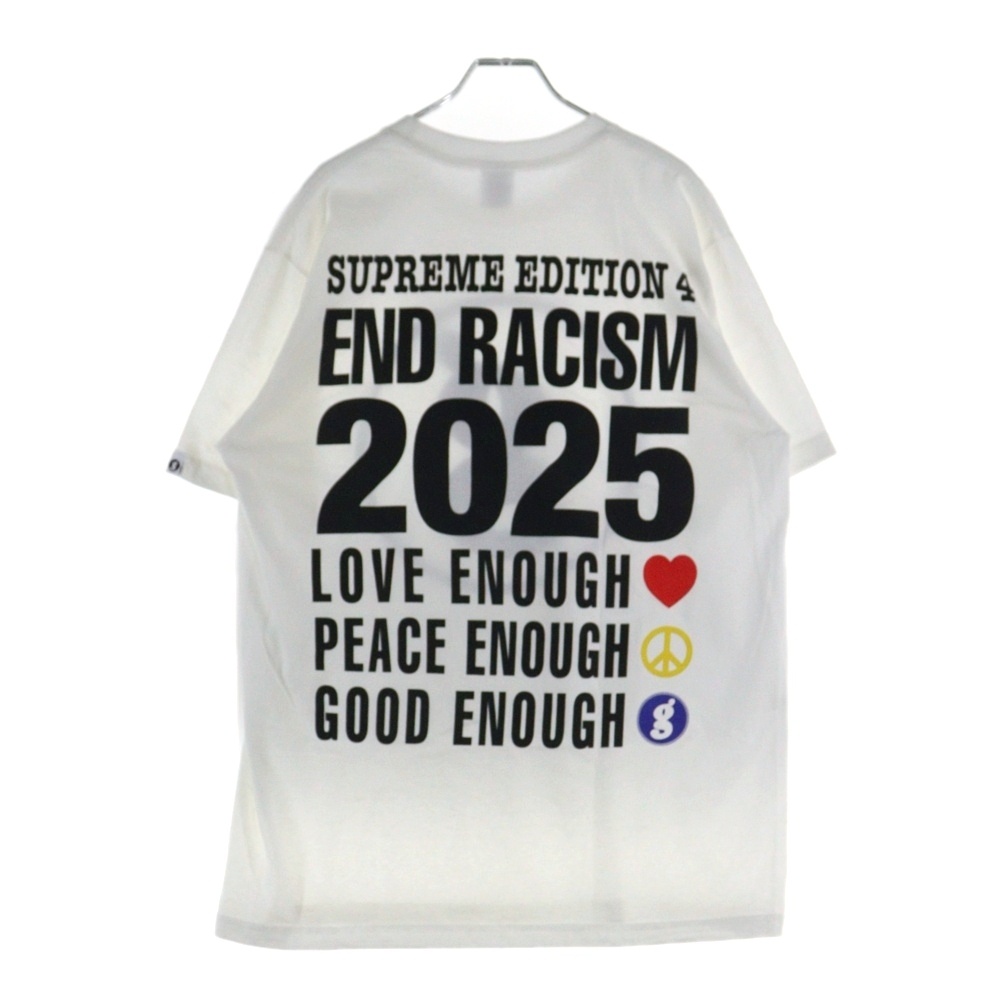 25SS × GOODENOUGH End Racism Tee グッドイナフ エンドレイシズム グラフィックプリント クルーネック半袖Tシャツ カットソー ホワイト Bランク
