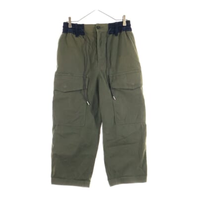 21AW COTTON OXFORD PANTS ベルベット切替 ミリタリーカーゴパンツ カーキ 21-02597M Bランク