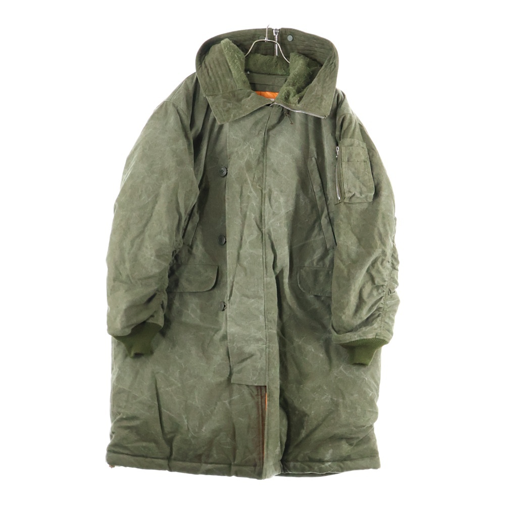 24AW HOODED DOWN COAT ヴィンテージ加工ロングダウンコート ジャケット カーキ RE-CO-KH-00-00-266 Aランク