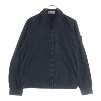 Cotton Shirt コットン シャツジャケット ジップアップジャケット ブルゾン 袖ロゴワッペン ネイビー K1S151200032S00WN Bランク