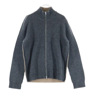 SWITCH ZIP CARDIGAN スウィッチ ジップアップ ニット ジャケット グレー/ベージュ Bランク