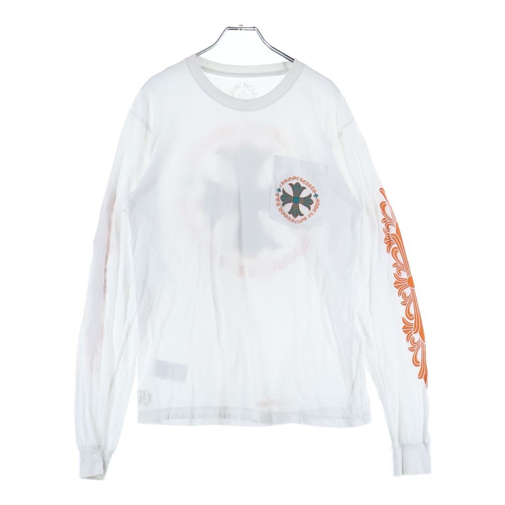 CH PLUS CHプラスプリント クルーネック 長袖Tシャツ ホワイト Aランク