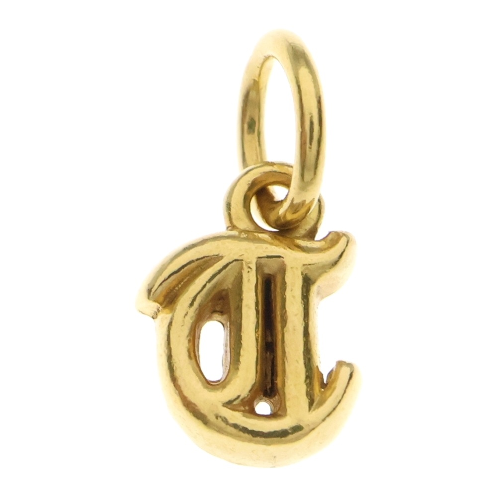 22K STACK ALPHABET アルファベットスタックチャーム Tイニシャルゴールドネックレストップ Bランク