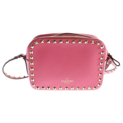 ガラヴァーニ ロックスタッズ ショルダーバッグ ミニバッグ ゴールド金具 レザー ピンク Bランク