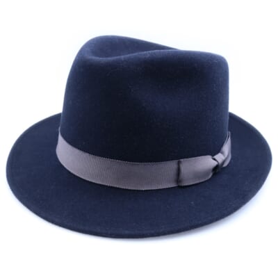 リボン付 中折れハット 帽子 ネイビー LY-Y8-84587 Aランク