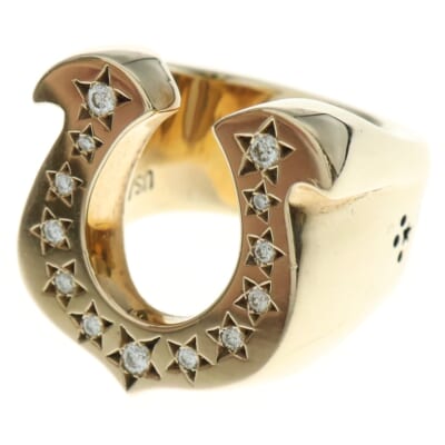 T-H.SRING GOLD/STONE 8K ダイヤ ホースシューリング 指輪 ゴールド Aランク