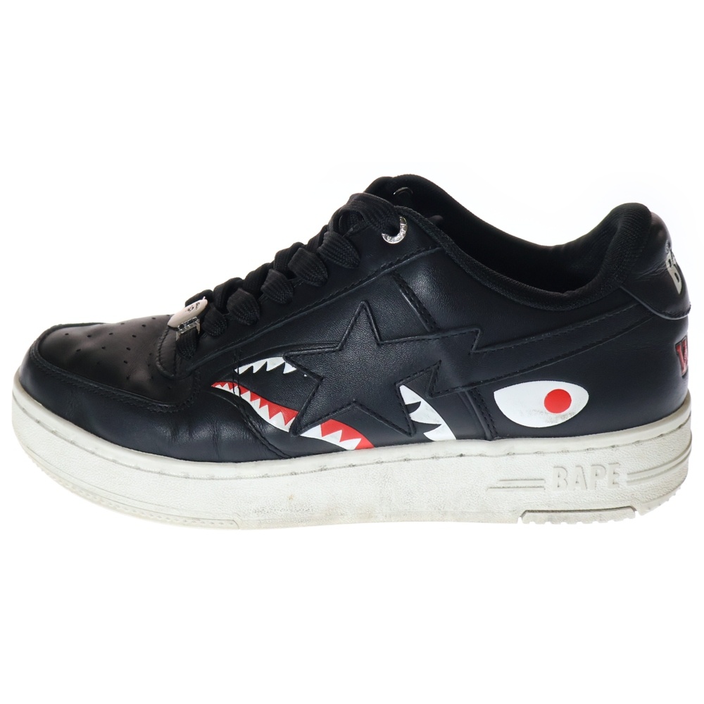 BAPE STA SHARK スター シャーク レザーローカットスニーカー ブラック Bランク