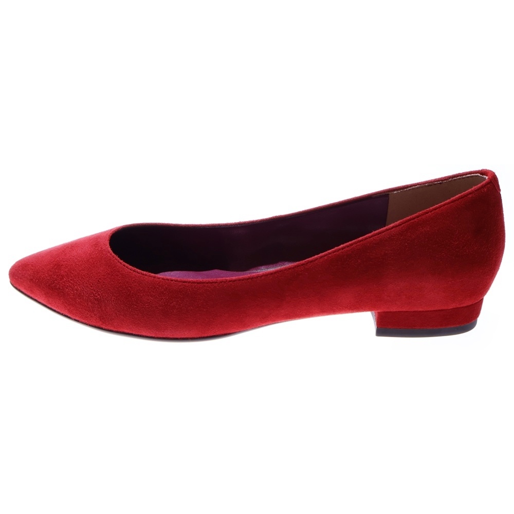 スエード フラットパンプス シューズ レッド レディース Sランク
