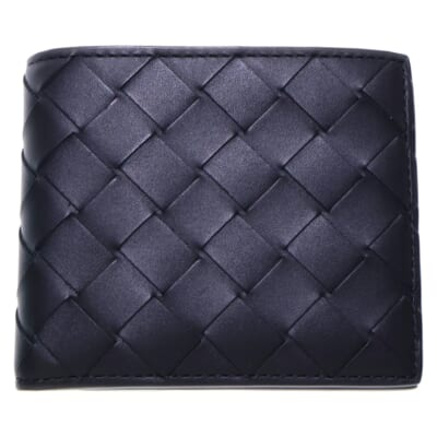 イントレチャート 二つ折り財布 コンパクトウォレット カードケース ブラック レザー Sランク