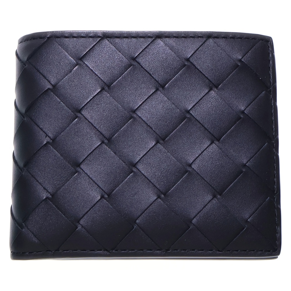 イントレチャート 二つ折り財布 コンパクトウォレット カードケース ブラック レザー Sランク