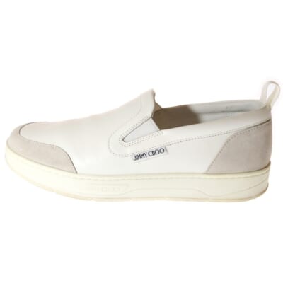 スウェード切り替え コンビレザー スリッポン ローカットシューズ スニーカー ホワイト Bランク