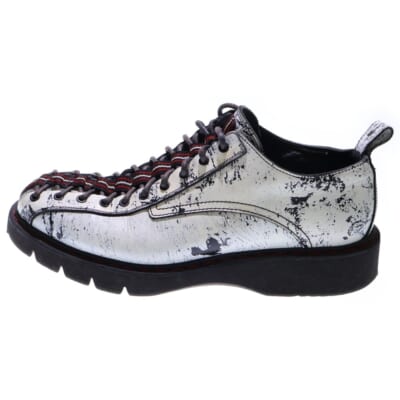 17SS DERBY SHOES ダービー ペンキ加工 レザー レースアップ ローカットシューズ ホワイト Bランク