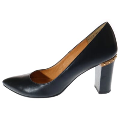 ポインテッドトゥ ハイヒール レザーパンプス レディース ブラック Bランク