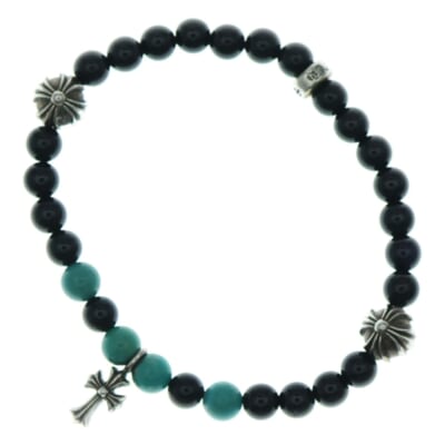 6mm BEAD STACK CH CROSS スタックCHクロス ビーズブレスレット ブラック/シルバー Bランク