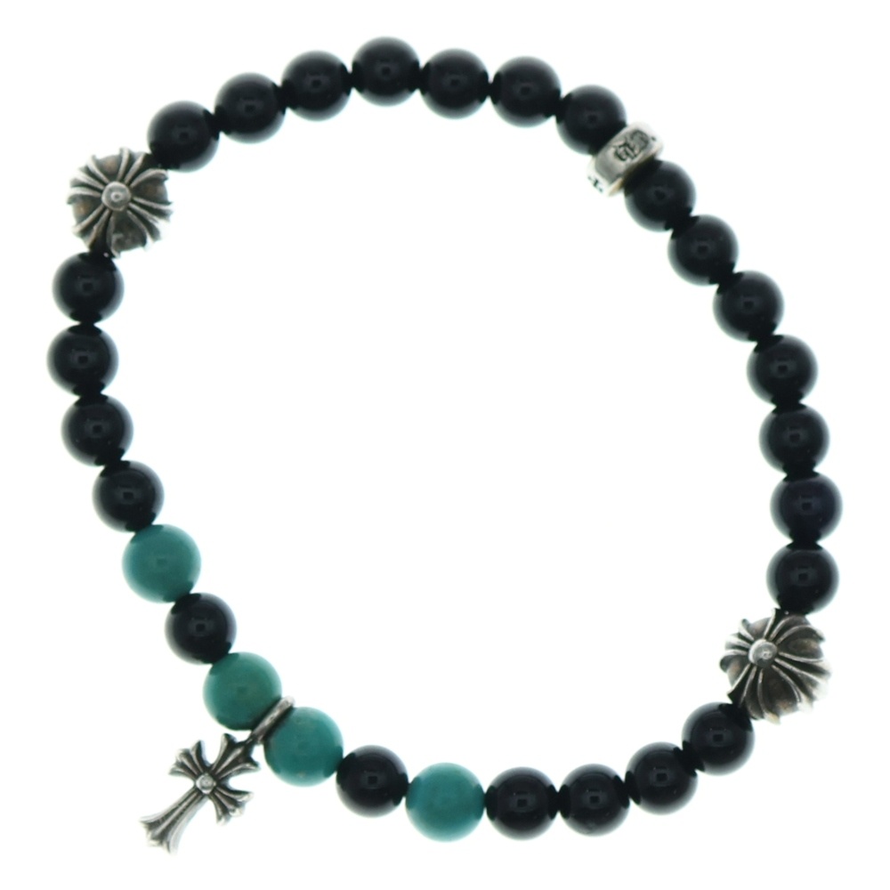 6mm BEAD STACK CH CROSS スタックCHクロス ビーズブレスレット ブラック/シルバー Bランク