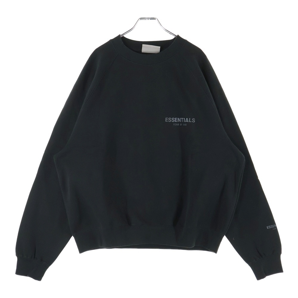 SWEATSHIRT リフレクターロゴ クルーネックスウェットトレーナー ブラック Sランク
