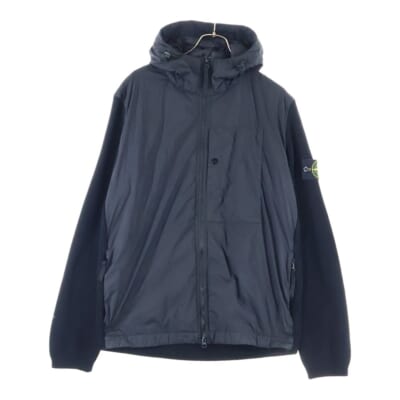 Nylon Knit Zip Up Hoodie ロゴワッペン ナイロン切替 ジップアップニットパーカー フーディー ブラック 811545637 Sランク