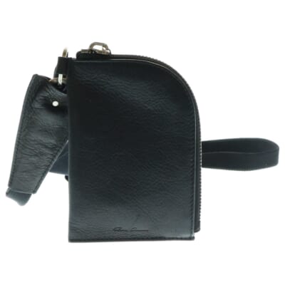 ラウンドジップ ネックストラップレザーウォレット 財布 ブラック Bランク