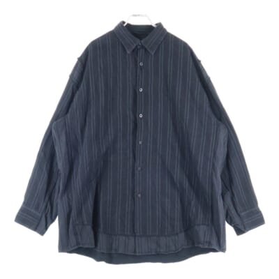 23AW BD.Discharge Stripe NHW SH 再構築 ストライプ長袖シャツ ブラック MND-NHW001-96-402 Bランク