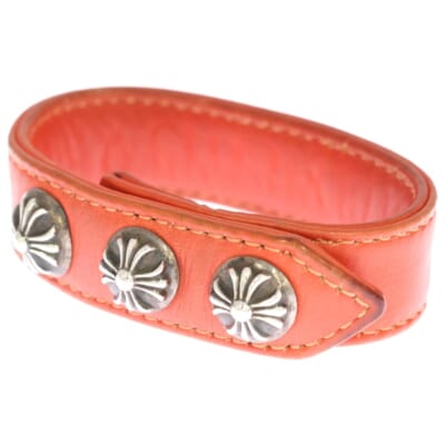 3BTN 2SNP クロスボール 3ボタン2スナップ レザーブレスレット オレンジ/シルバー Bランク