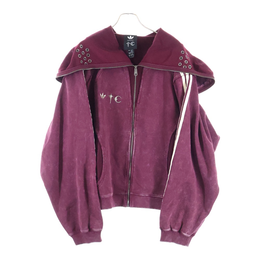 ×adidas TEAMGEIST HOODED ZIP UP MAROON アディダス ロゴプレート フェード加工 ジップアップスウェットパーカー フーディー バーガンディー KC2231 Sランク