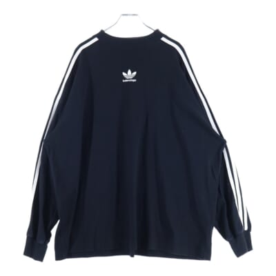 23SS ×adidas アディダス サイドライン クルーネック 長袖Tシャツ カットソー ブラック 728789 TNVA6 Bランク