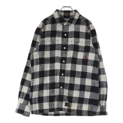 17SS UNION L/S SHIRT COTTON TEXTIL 171GWDT-SHM07 ユニオン チェック柄 コットン長袖シャツ ブラック Bランク
