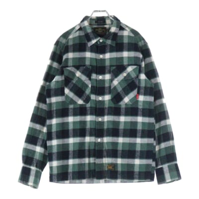 14SS CONCRETE ENVIRONMENT 141GWDT-SHM04 チェック柄 長袖シャツ グリーン Bランク