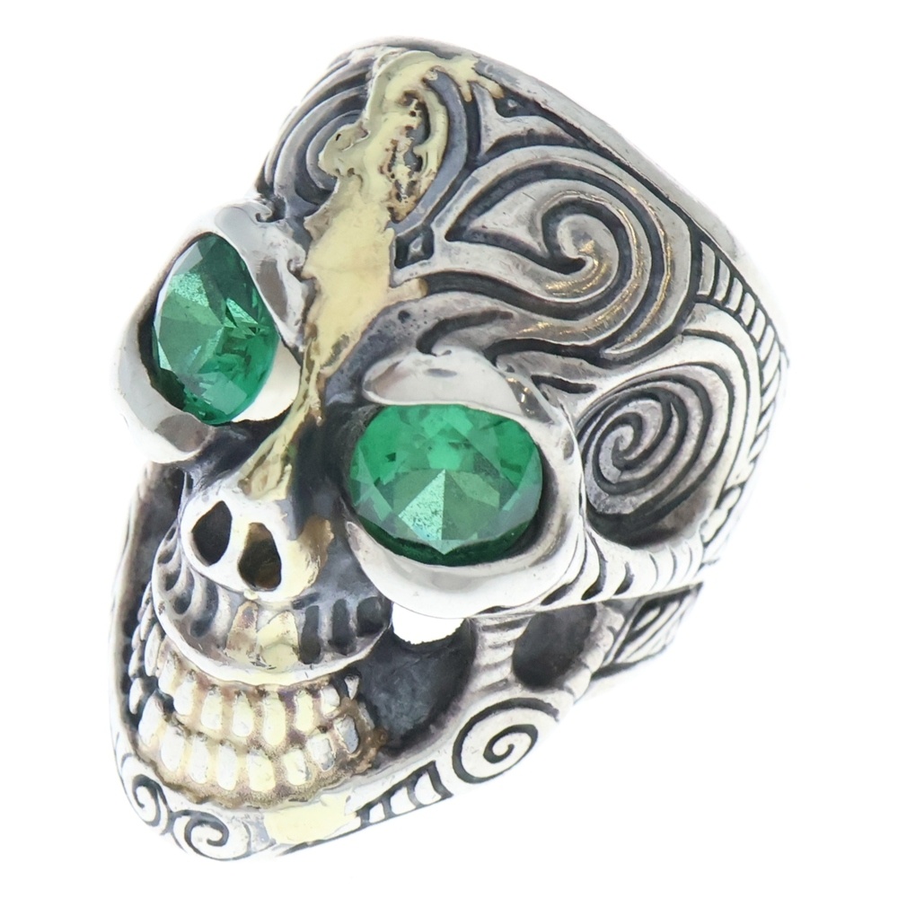 MASTER SKULL RING トライバルグラフィティ マスタースカルリング ストーン 18Kカスタム 指輪 シルバー/グリーン/ゴールド 20.5号 Aランク