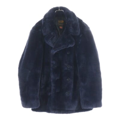 17AW ×SCHOTT Faux Fur Peacoat ショット ファー ピーコート ネイビー Aランク