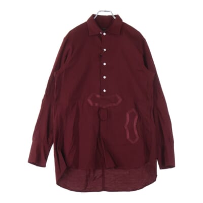 09SS The Lonesome Heroes 本人期 モチーフ刺繍ボタンディテールプルオーバーシャツ S09-NS012A バーガンディー Sランク