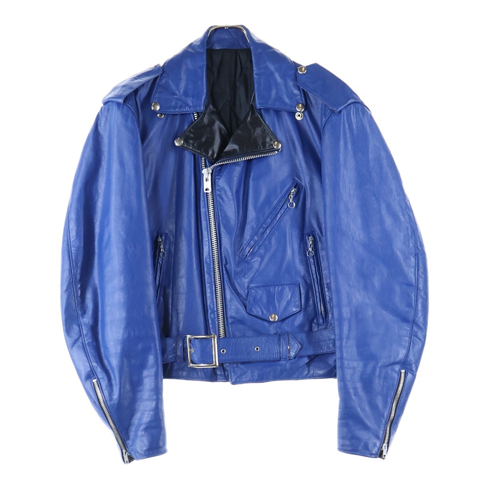90s TALON ZIP タロンジップ ダブルライダース レザー ジャケット ブルー Bランク