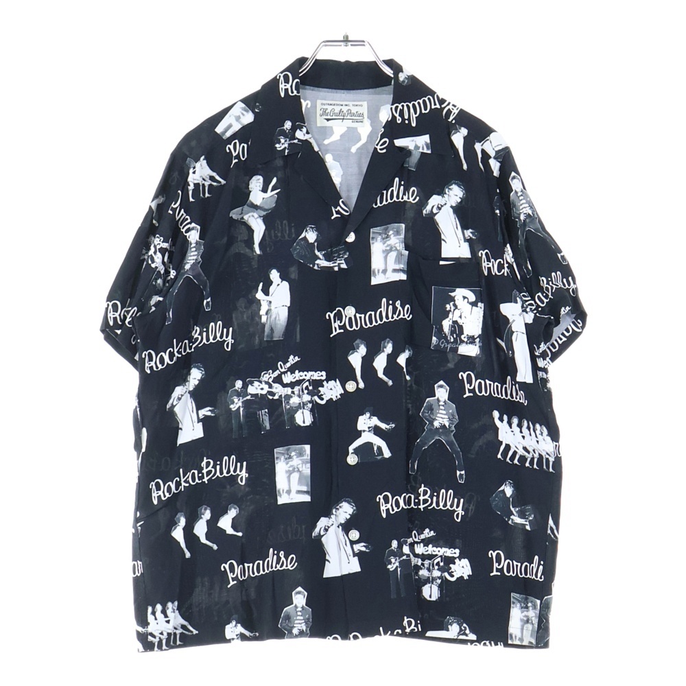 19SS ROCKABILLY S/S HAWAIIAN SHIRTS ロカビリー 総柄 半袖シャツ ブラック Bランク