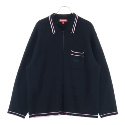 24AW Zip Up Polo Sweater ジップアップ ポロ スウェット セーター ブラック Aランク