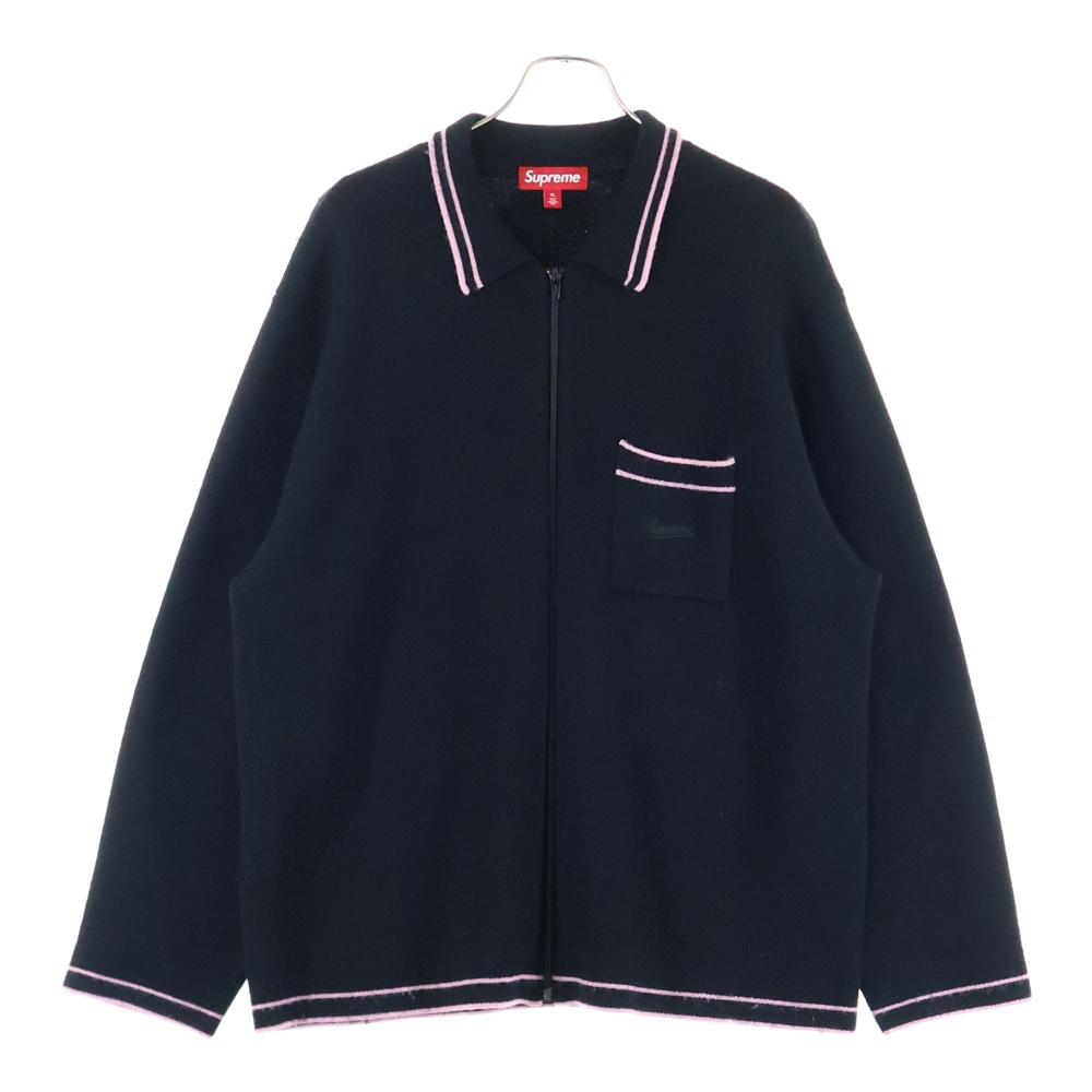 24AW Zip Up Polo Sweater ジップアップ ポロ スウェット セーター ブラック Aランク