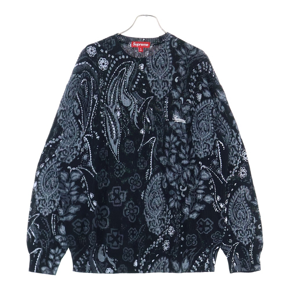 24SS Printed Paisley Sweater ペイズリー 総柄 ニット セーター ブラック Sランク