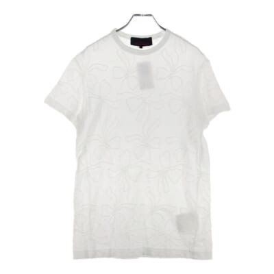 フラワー装飾 コットン 半袖Tシャツ カットソー ホワイト レディース TS-T207 Bランク