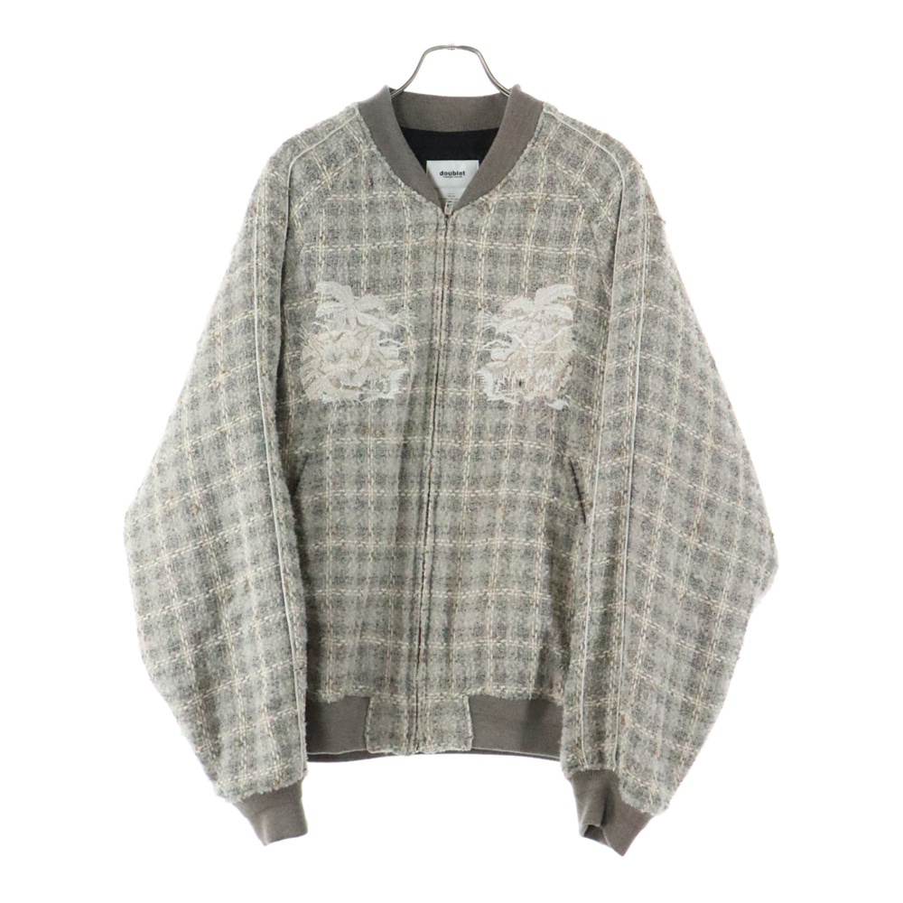 23AW TWEED SOUVENIOR JACKET ジップアップツイードジャケット ブルゾン グレー 23AW07BL170 Aランク