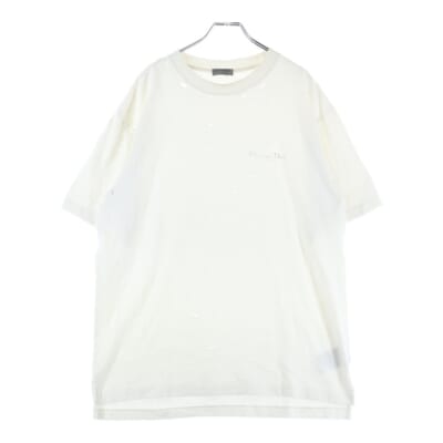 23AW ダメージ加工 バックプリントロゴ コットン半袖Tシャツカットソー ホワイト 343J636A0849 Bランク