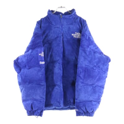 23AW ×THE NORTH FACE Suede Nuptse Jacket ノースフェイス スウェード ヌプシ ダウン ジャケット ブルー NF0A875N Sランク