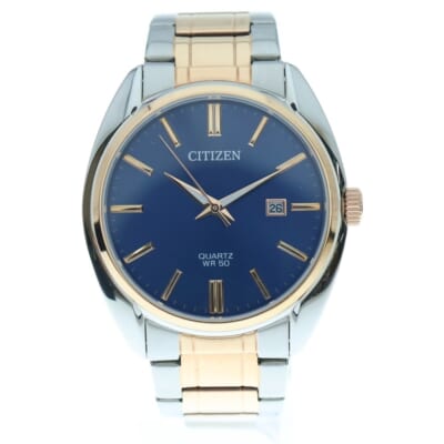 WR50 クォーツ 腕時計 ステンレス ネイビー/ゴールド G112-0039M02 Aランク
