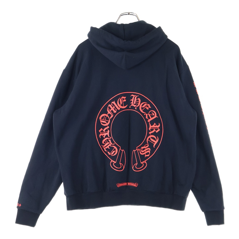 WWW CHROMEHEARTS COM HOODIE オンライン限定 ホースシュー プリント プルオーバーパーカー ブラック/レッド Aランク