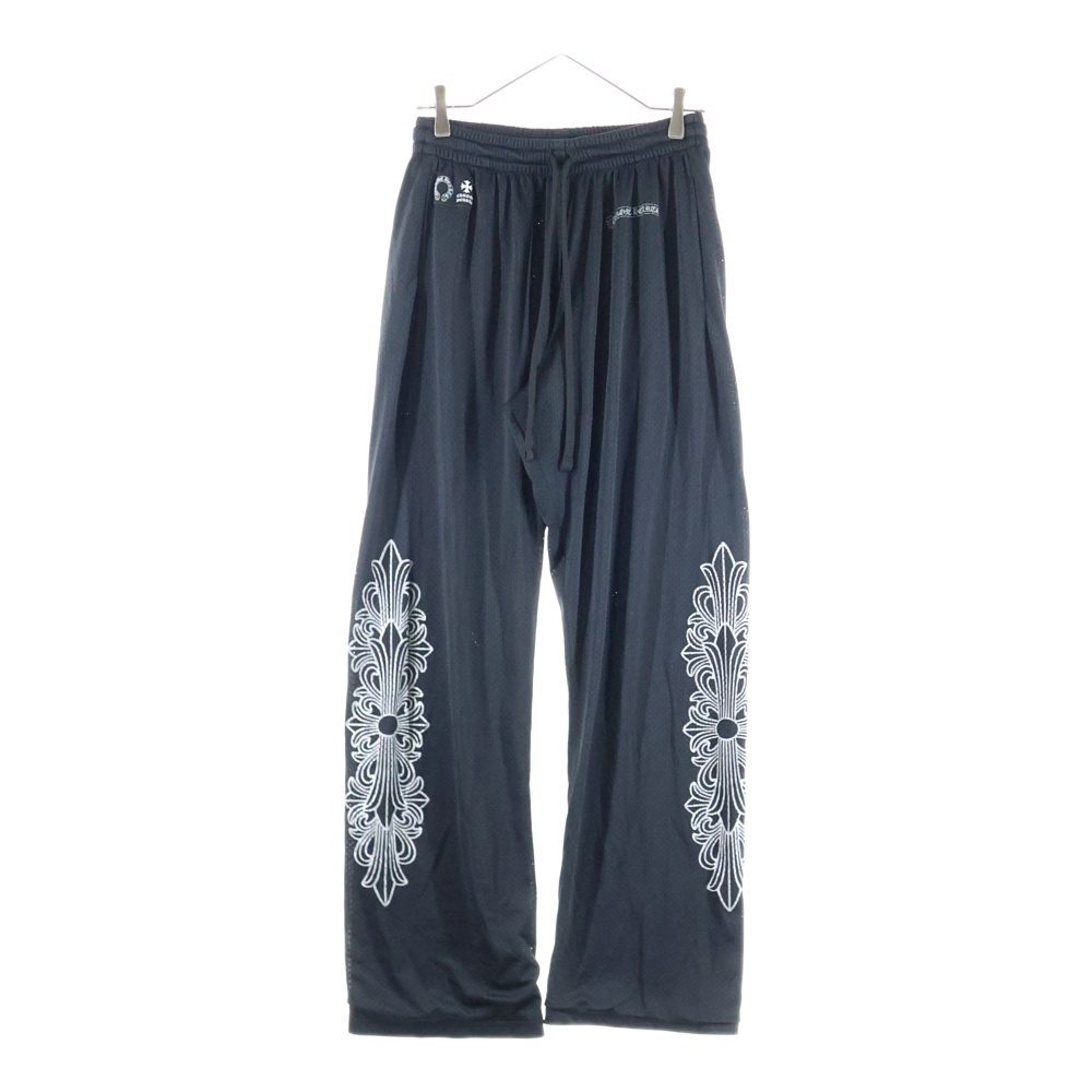MESH VARSITY PANTS CHプリント メッシュ ロングパンツ ブラック Aランク