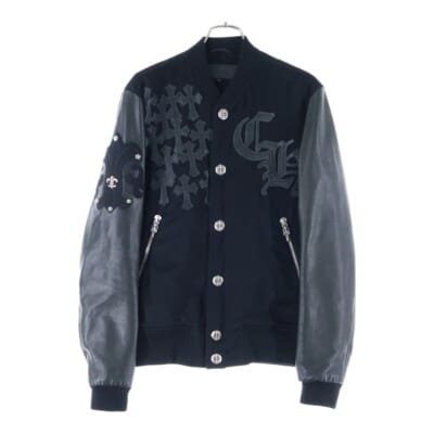 LETTERMAN JACKET クロスパッチ レターマン ジャケット スタジャン ブラック Aランク