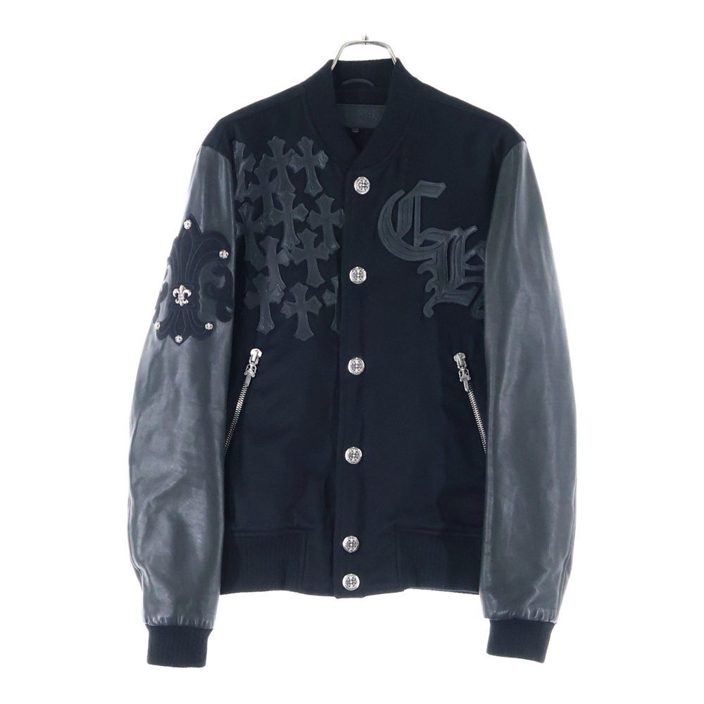 LETTERMAN JACKET クロスパッチ レターマン ジャケット スタジャン ブラック Aランク
